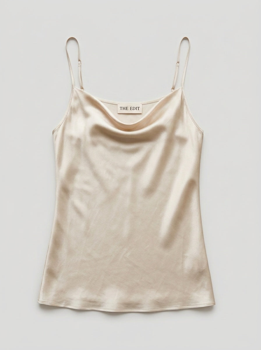 The Bias-Cut Silk Camisole - Bone