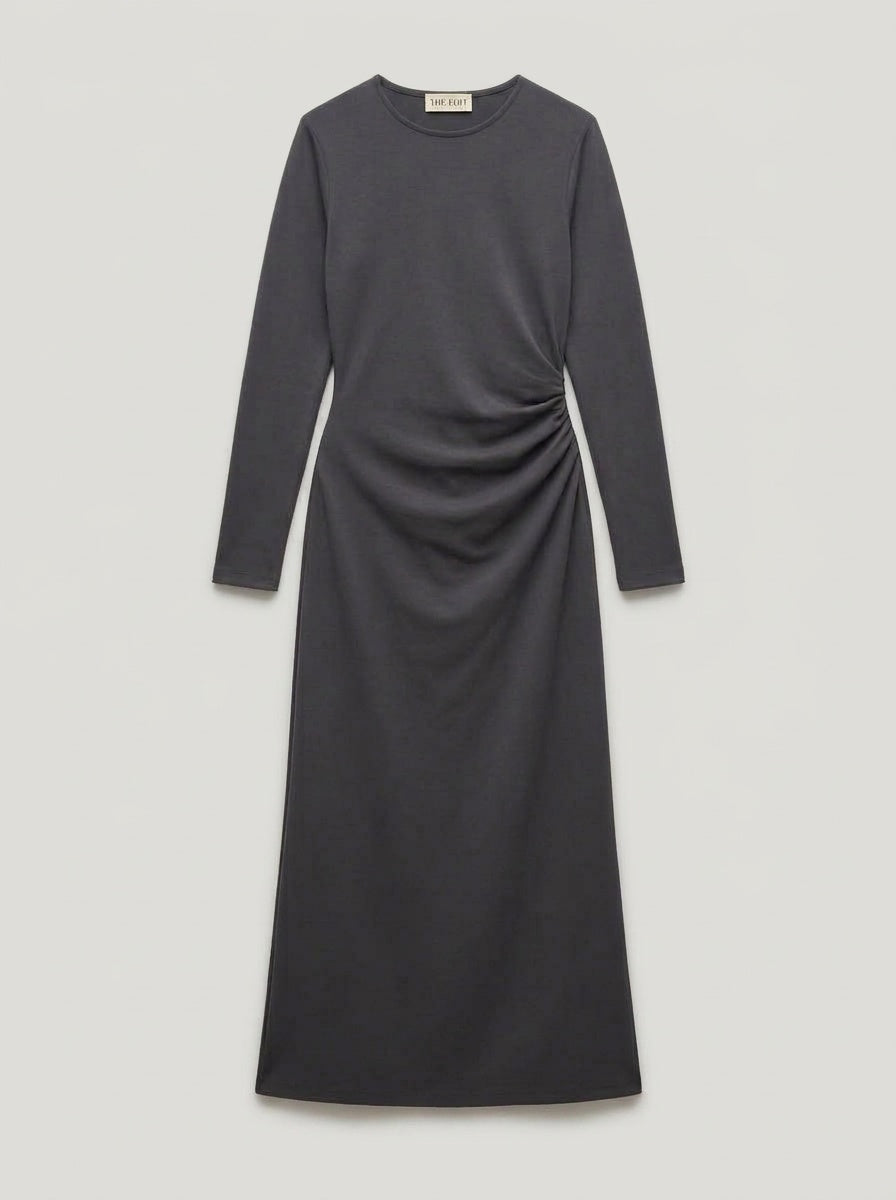 The Draped Midi Dress - Espresso