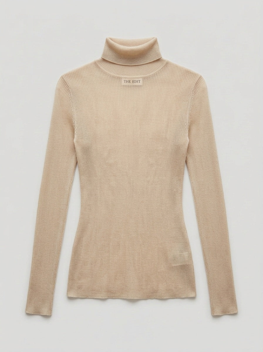 The Silk-Rib Turtleneck - Black
